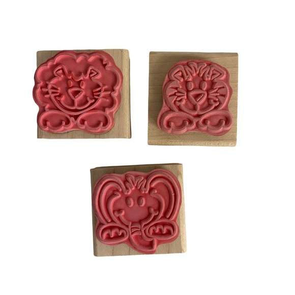 Lion Tiger Elephant Wooden Stamps NWT NEW Circus Bundle - Picture 2 of 3